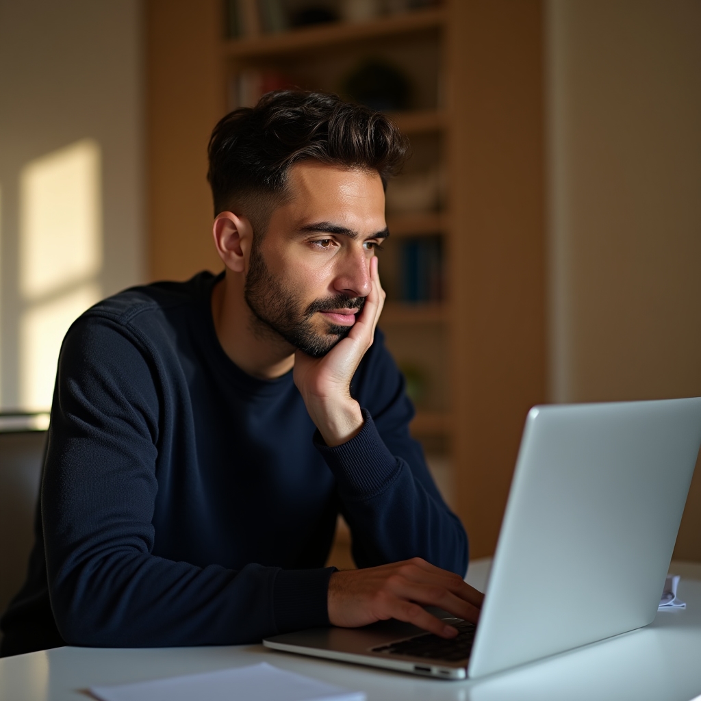 Kursteilnehmer arbeitet konzentriert am Laptop an persönlichem Branding